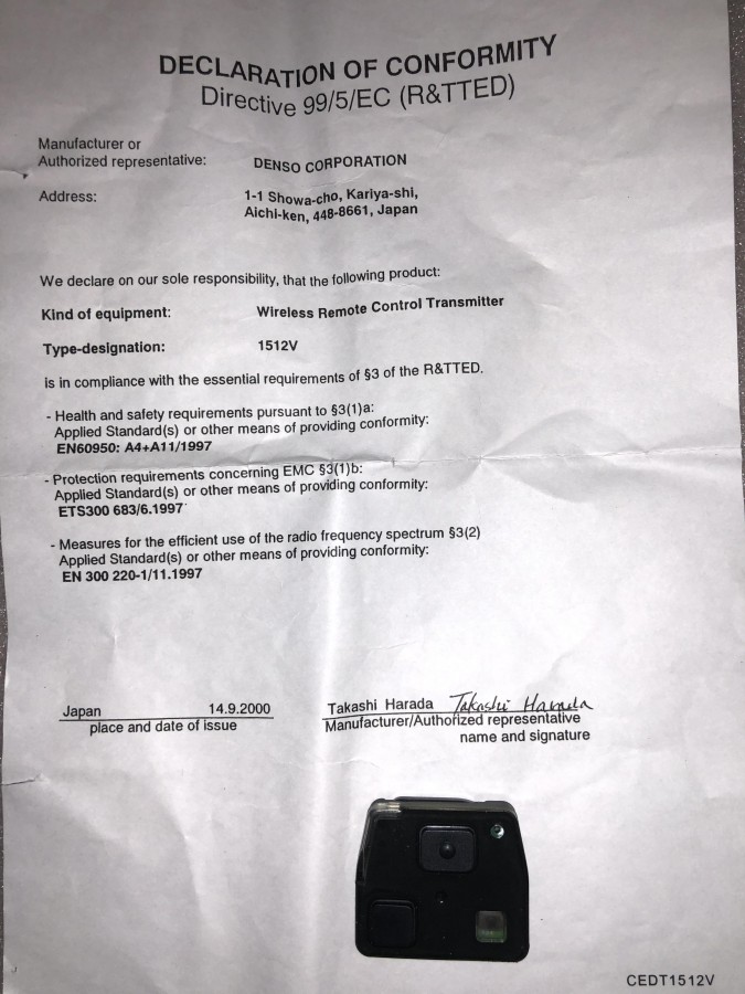 Передатчик TOYOTA 8907048202